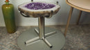 Amethyst Geode End Table on Handmade Inox Base with Lavender Purple Amethyst
