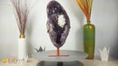 Tall Amethyst Rosette Flower with UV Reactive Calcite