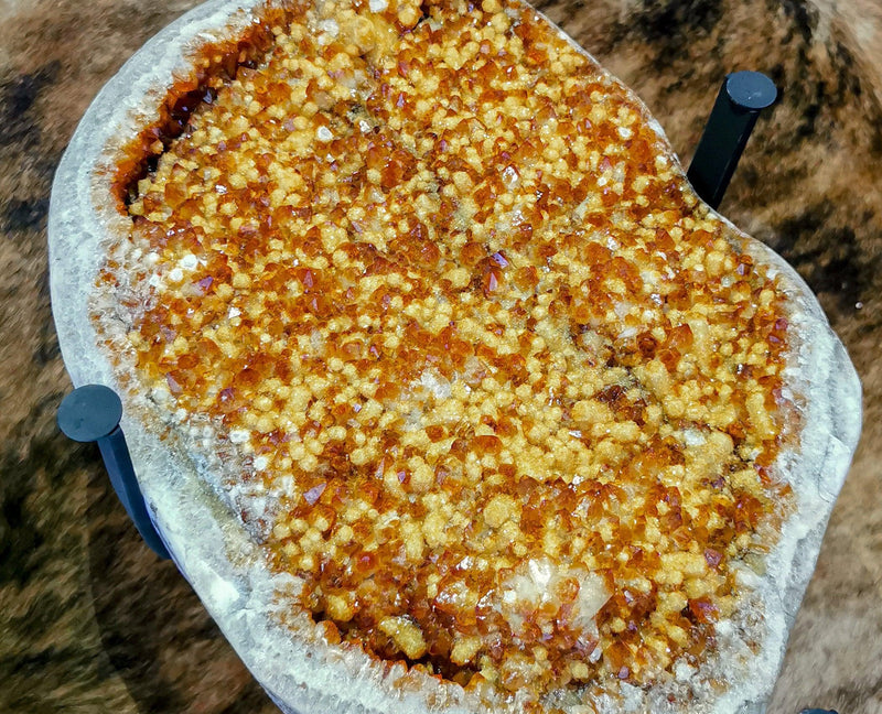 Citrine Geode Coffee Table, Deep Orange with Calcite Inclusions collective