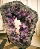 X Large Amethyst Geode Ring Slice on Rotating Display, Aaa Grade collective