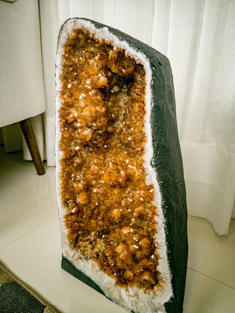 Large Citrine Cathedral Geode of Super Extra Quality, Deep Orange Citrine Color collective