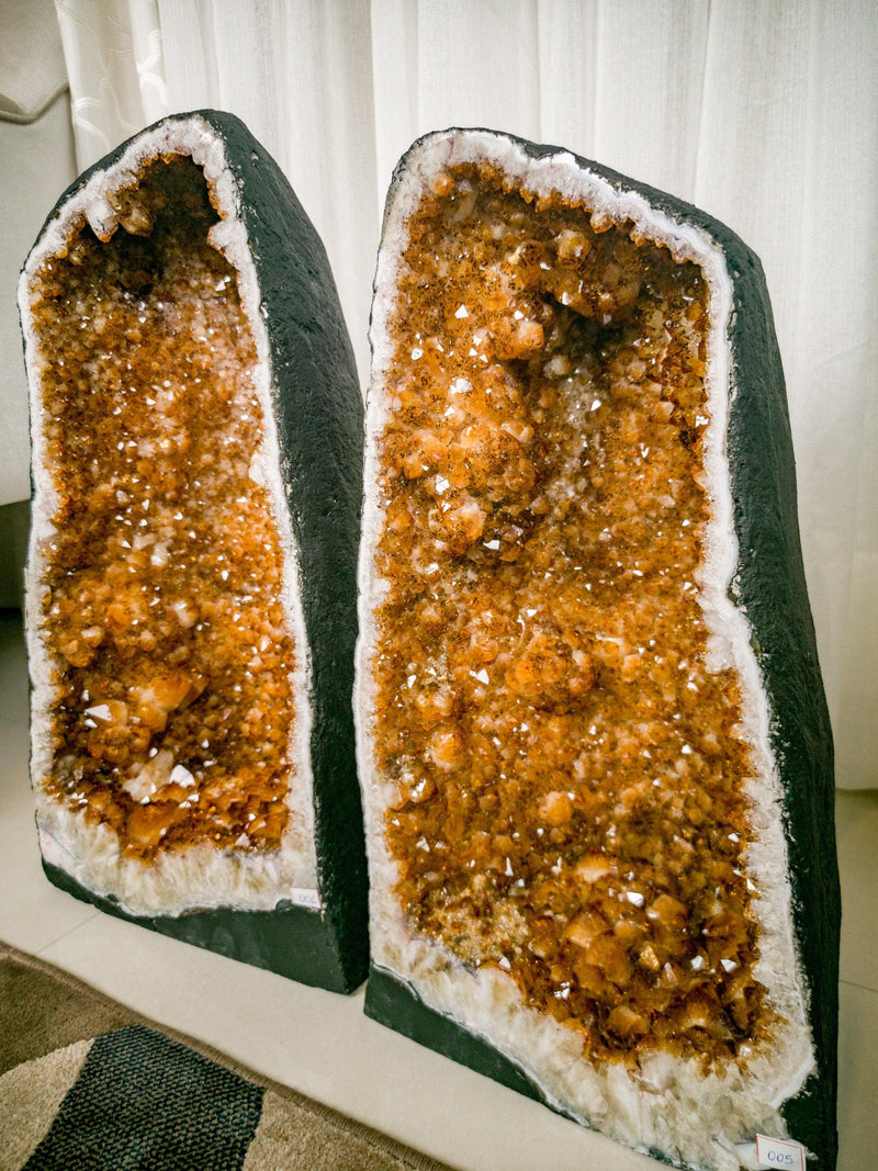 Large Citrine Cathedral Geode of Super Extra Quality, Deep Orange Citrine Color collective