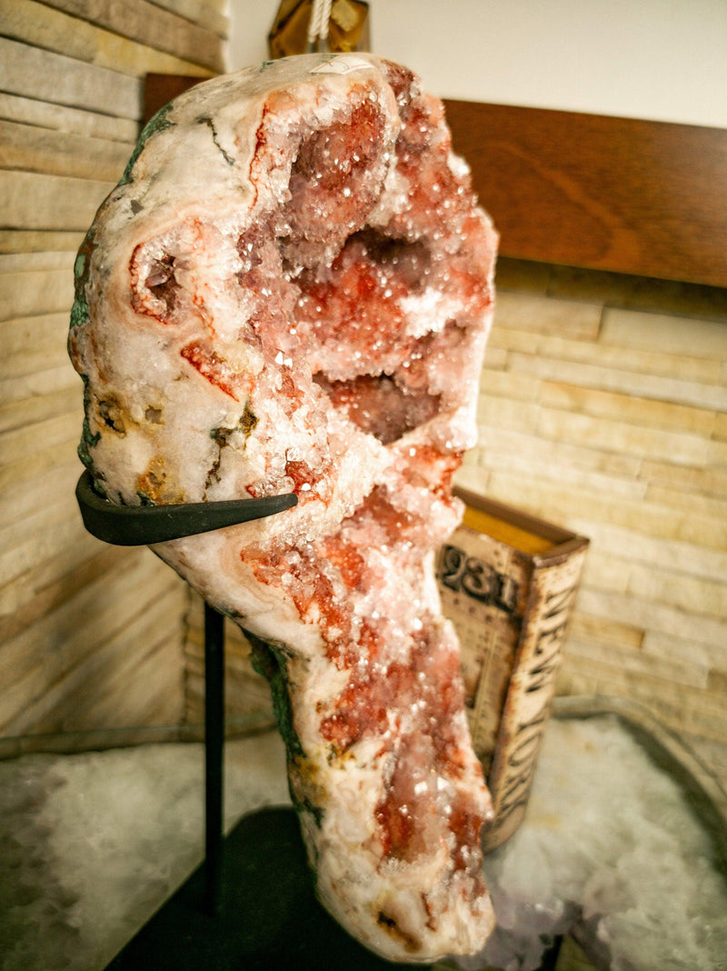 Aaa Pink Amethyst Geode with Red and Pink Amethyst Druzy, Rare collective