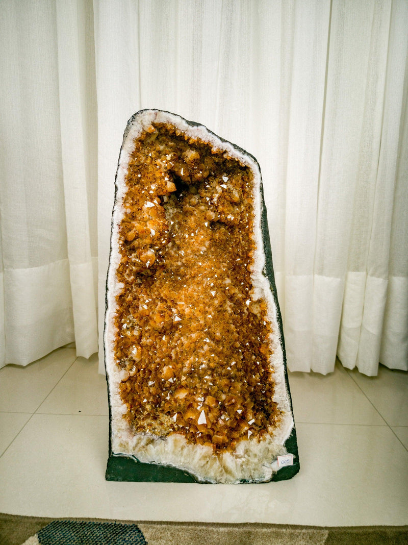 Large Citrine Cathedral Geode of Super Extra Quality, Deep Orange Citrine Color collective