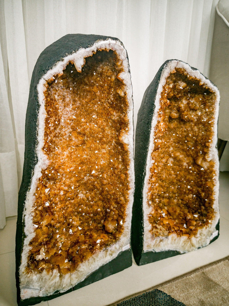 Large Citrine Cathedral Geode of Super Extra Quality, Deep Orange Citrine Color collective