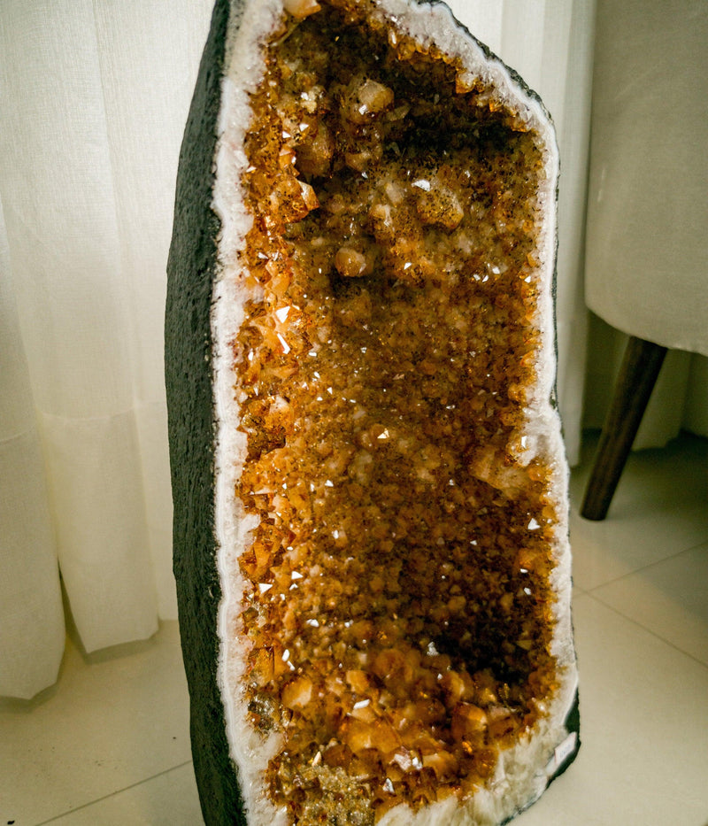Large Citrine Cathedral Geode of Super Extra Quality, Deep Orange Citrine Color collective