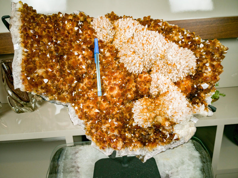 Citrine Crystal with Flower Rosette and Calcite. Deep Orange, Aaa World Class Quality collective