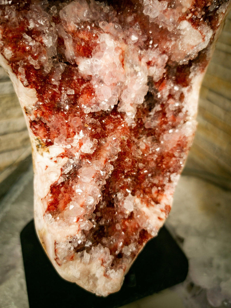 Aaa Pink Amethyst Geode with Red and Pink Amethyst Druzy, Rare collective