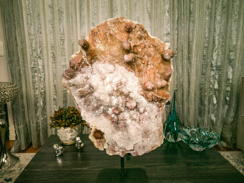 Pink Amethyst Slab with White and Pink Amethyst Druzy of Collection Quality collective