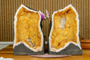 Citrine Crystal Geode with Deep Yellow Citrine Points and Calcite collective