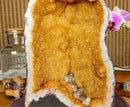 Citrine Crystal Geode with Deep Yellow Citrine Points and Calcite collective