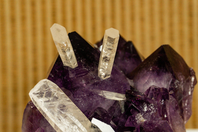 Amethyst Cluster with Large Crystal Calcite, Deep Purple, Aaa Collection Quality collective