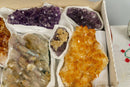Amethyst, Citrine and Pink Amethyst Clusters Flat Box collective