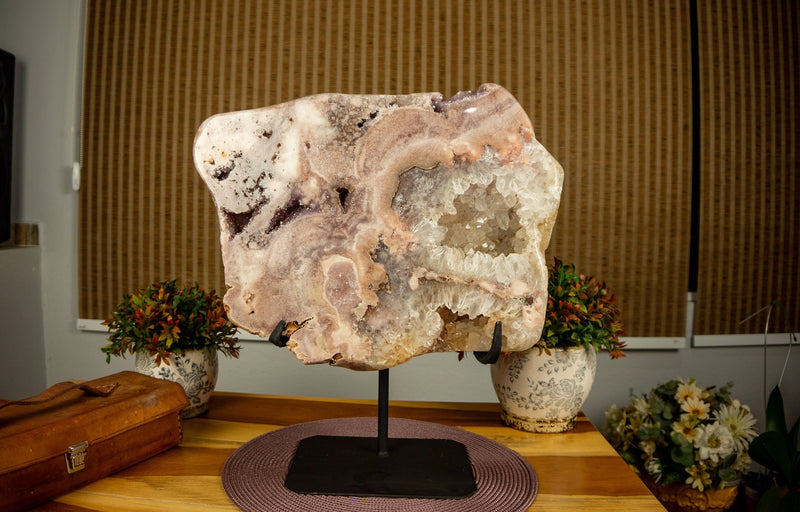 Rare Pink and White Amethyst Geode with Shiny Colorful Druzy, Natural - 12.7 Kg - 27.9 lb