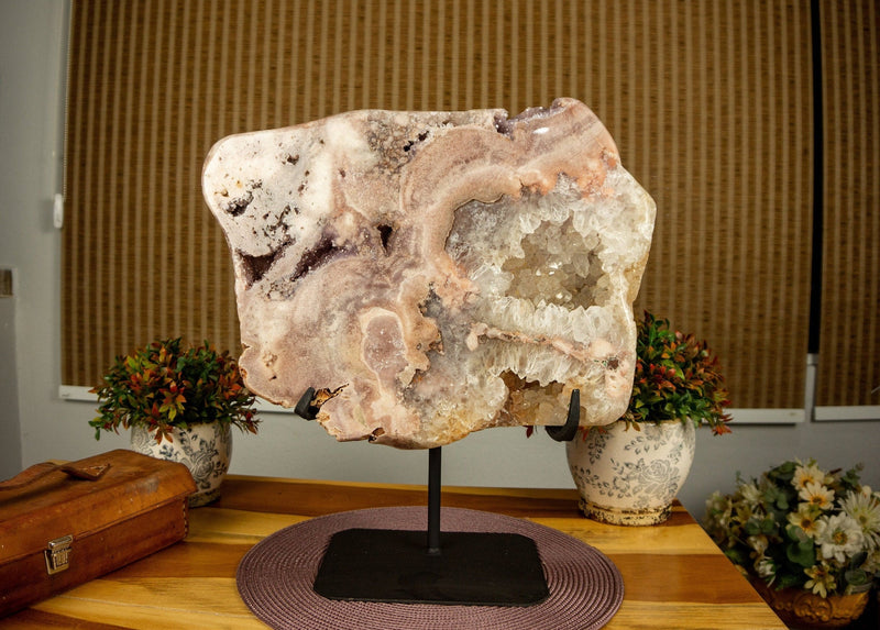 Rare Pink and White Amethyst Geode with Shiny Colorful Druzy, Natural - 12.7 Kg - 27.9 lb