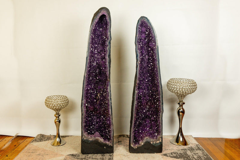 Fantastic Pair of Amethyst Cathedral Geode, AAA Quality Amethyst, Deep Purple Amethyst - Large and Tall Amethyst Geode - 137 Kg, 302 lb collective