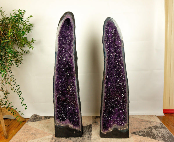 Fantastic Pair of Amethyst Cathedral Geode, AAA Quality Amethyst, Deep Purple Amethyst - Large and Tall Amethyst Geode - 137 Kg, 302 lb collective