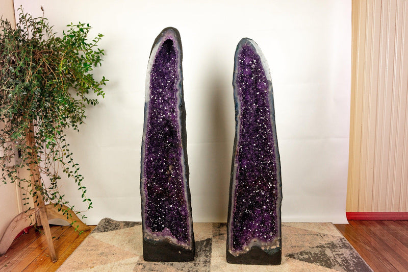 Fantastic Pair of Amethyst Cathedral Geode, AAA Quality Amethyst, Deep Purple Amethyst - Large and Tall Amethyst Geode - 137 Kg, 302 lb collective