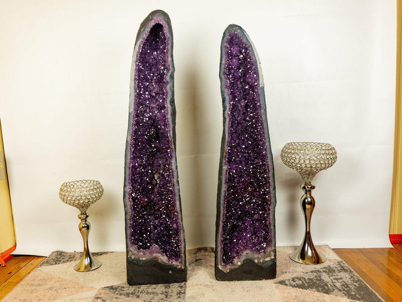 Fantastic Pair of Amethyst Cathedral Geode, AAA Quality Amethyst, Deep Purple Amethyst - Large and Tall Amethyst Geode - 137 Kg, 302 lb collective