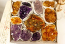 Amethyst, Citrine and Pink Amethyst Clusters Flat Box collective