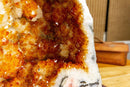 Citrine Crystal Geode with Stalactite Flowers and Moss Agate Inclusions collective