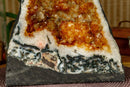 Citrine Crystal Geode with Stalactite Flowers and Moss Agate Inclusions collective