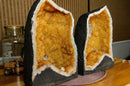 Citrine Crystal Geode with Deep Yellow Citrine Points and Calcite collective