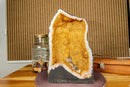 Citrine Crystal Geode with Deep Yellow Citrine Points and Calcite collective