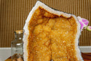 Citrine Crystal Geode with Deep Yellow Citrine Points and Calcite collective
