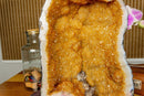 Citrine Crystal Geode with Deep Yellow Citrine Points and Calcite collective