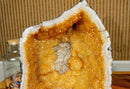 Citrine Crystal Geode with Deep Yellow Citrine Points and Calcite collective