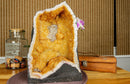 Citrine Crystal Geode with Deep Yellow Citrine Points and Calcite collective