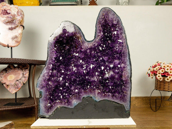Amethyst Cathedral Twin Geode, AAA Quality, Deep Purple Amethyst - Extra Large and Tall Amethyst Twin Geode - Ethically Sourced - 30Kg 67lb collective