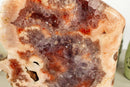 Rare Pink Amethyst Geode Slab with Red Pink and Purple Amethyst Druzy collective