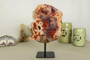 Rare Pink Amethyst Geode Slab with Red Pink and Purple Amethyst Druzy collective