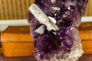 Amethyst Cluster with Large Crystal Calcite, Deep Purple, Aaa Collection Quality collective