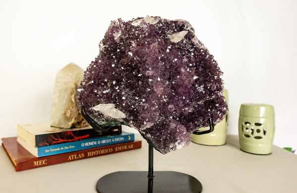 Amethyst Flower Cluster with Crystal Calcite, Large, High Quality collective