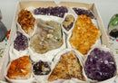 Amethyst, Citrine and Pink Amethyst Clusters Flat Box collective