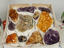 Amethyst, Citrine and Pink Amethyst Clusters Flat Box collective