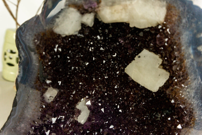 Pair of Golden Goethite Cacoxenite Amethyst Cathedral Geode, Collection Grade collective