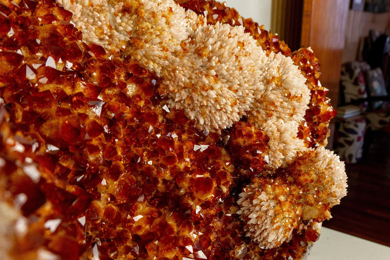 Citrine Crystal with Flower Rosette and Calcite. Deep Orange, Aaa World Class Quality collective