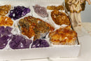 Amethyst, Citrine and Pink Amethyst Clusters Flat Box collective