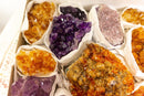 Amethyst, Citrine and Pink Amethyst Clusters Flat Box collective