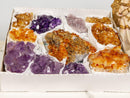 Amethyst, Citrine and Pink Amethyst Clusters Flat Box collective