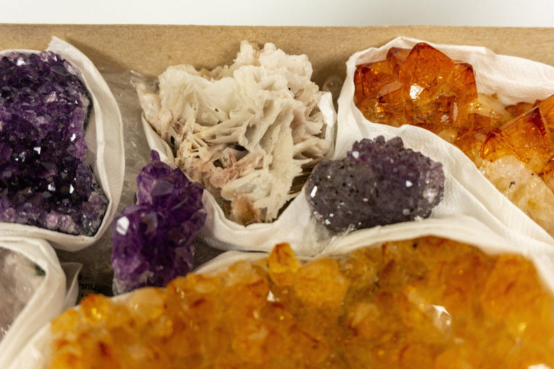 Amethyst, Citrine and Sugar Druzy Clusters Flat Box collective