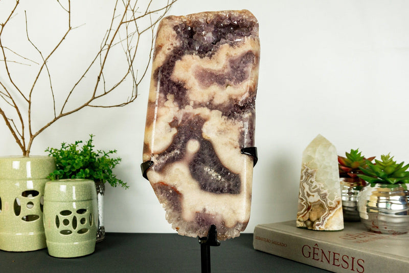 Pink Amethyst Geode Slab with Pink and Purple Amethyst Druzy collective