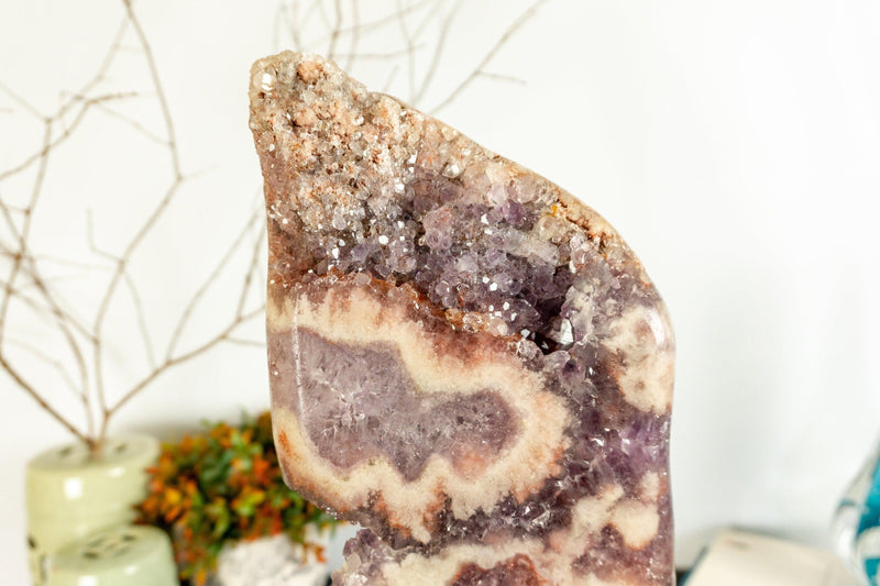 Pink Amethyst Geode Slab with Pink and Purple Amethyst Druzy collective