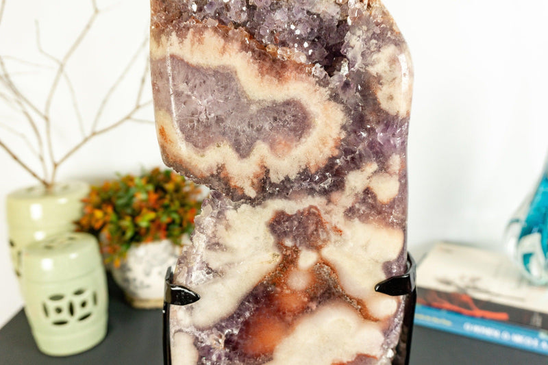 Pink Amethyst Geode Slab with Pink and Purple Amethyst Druzy collective