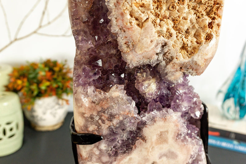 Pink Amethyst Geode Slab with Pink and Purple Amethyst Druzy collective