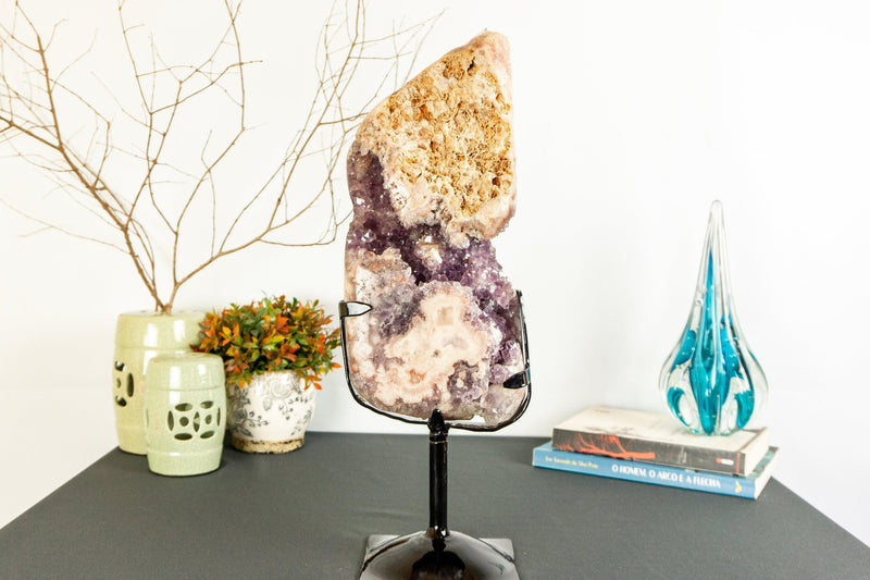 Pink Amethyst Geode Slab with Pink and Purple Amethyst Druzy collective